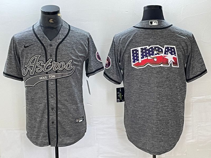 Men Houston Astros Blank Grey 2024 Nike Co Branding Game MLB Jersey style 11->->MLB Jersey